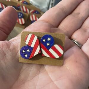 American Flag Heart stud Earrings
